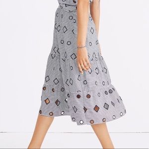 Madewell Striped Geometric Embroidery Skirt